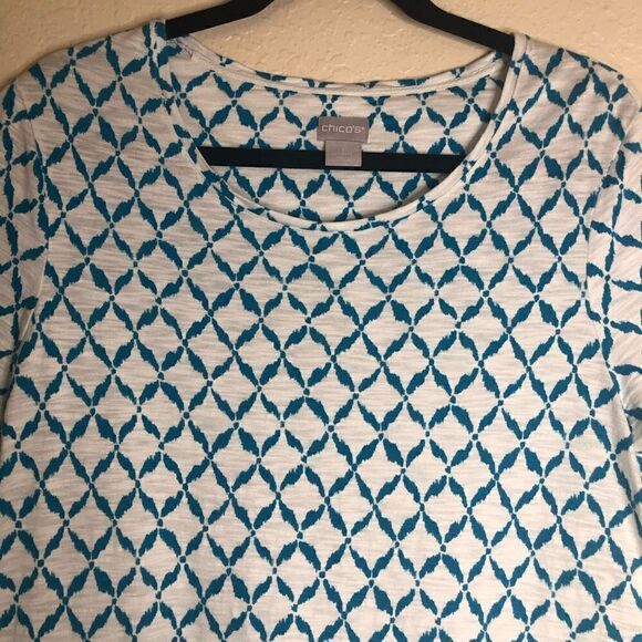 Chico’s Short Sleeve Button Detail Top Size 8 - Picture 3 of 12
